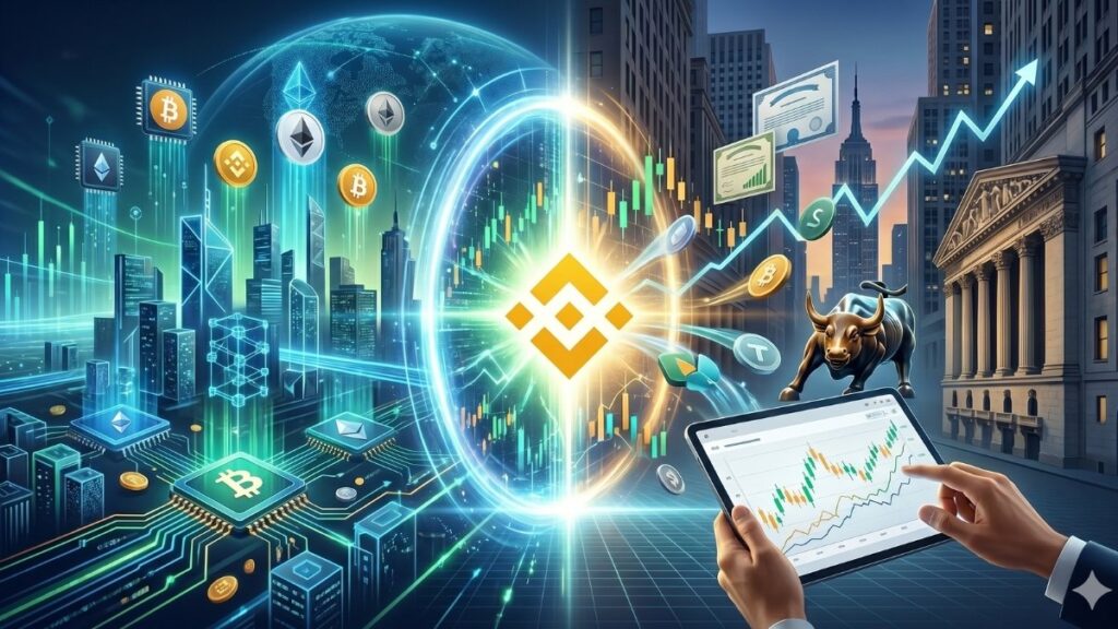 Binance opera las acciones vía Alpaca Securities LLC, sin tokenización ni custodia propia. Fuente: Gemini.