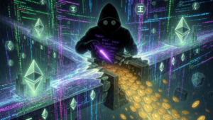 Un hacker vulnerando activos digitales que se mueven entre cadenas de criptomonedas.