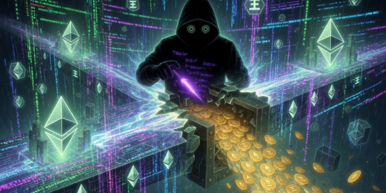 Un hacker vulnerando activos digitales que se mueven entre cadenas de criptomonedas.