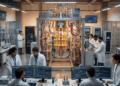 Científicos trabajando en un laboratorio cuántico.