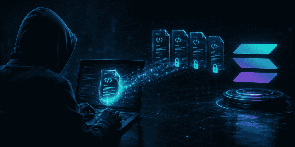 Un hacker vulnerando los contratos inteligentes en Solana.