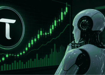 Precio de TAO, gráficos en verde, un robot viendo.