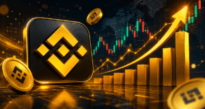 Logo de Binance con acciones