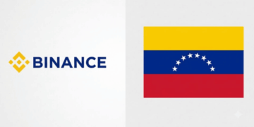 Logos de Binance y bandera de Venezuela.
