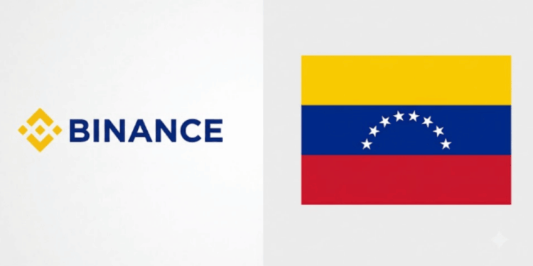 Logos de Binance y bandera de Venezuela.