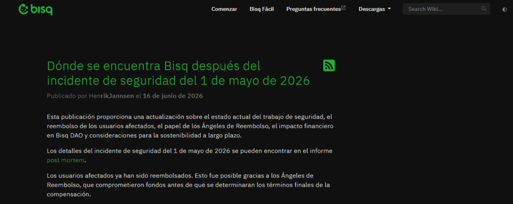 Texto de un informe de un exchange de criptomonedas sobre un hackeo.