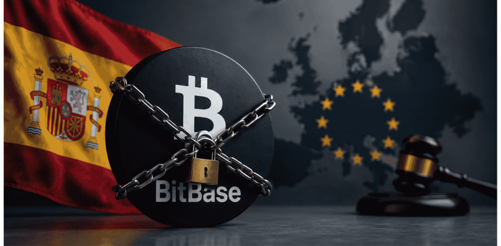 Logo de BitBase siendo censurado por España y la Unión Europea.