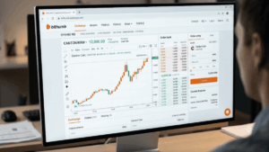 Un trader operando CC en Bithumb.