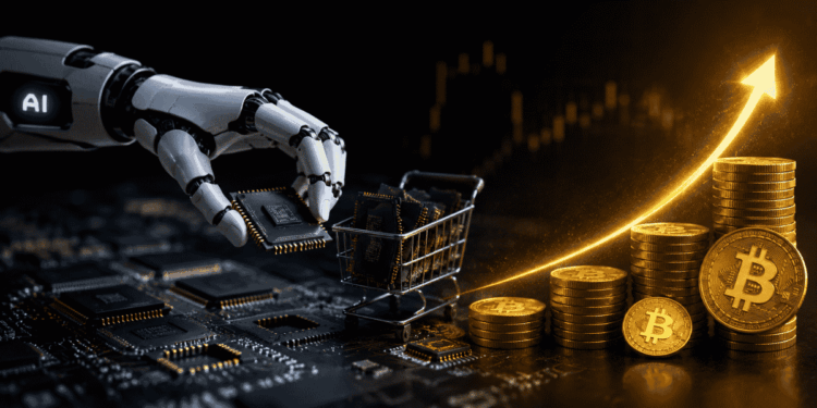 Una IA robándose unos chips, BTC creciendo en valor.