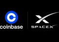 El logo de Coinbase junto al de SpaceX.
