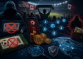 Ilustración digital de un fraude relacionado con el Mundial de Fútbol y las criptomonedas.