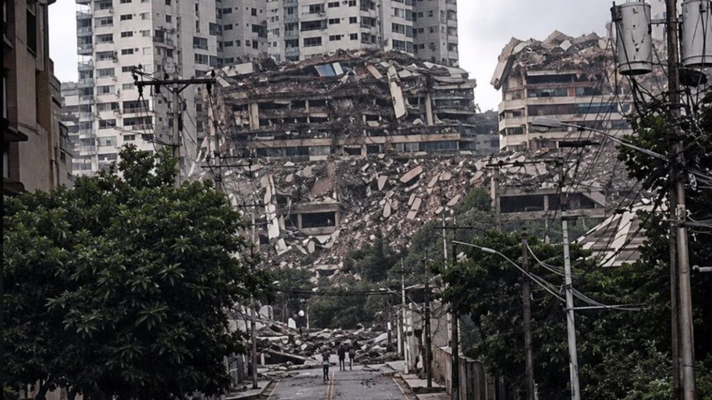 Fotografía de un edificio en La Guaira, Venezuela, golpeado por los terremotos.