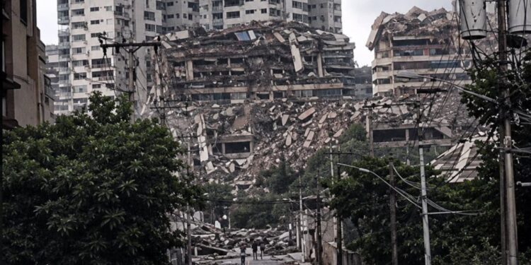Fotografía de un edificio en La Guaira, Venezuela, golpeado por los terremotos.