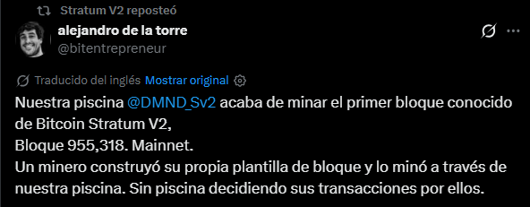 Captura de un tuit en X de Alejandro de la Torre, CEO de DMDN Pool.