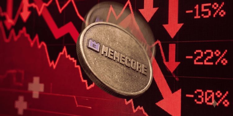 Moneda con el logo de memecore cayendo.