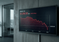 Un gráfico de precio de bitcoin que cae a 40.000 dólares.
