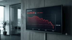 Un gráfico de precio de bitcoin que cae a 40.000 dólares.