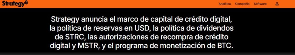 Captura de pantalla del sitio web de Strategy.