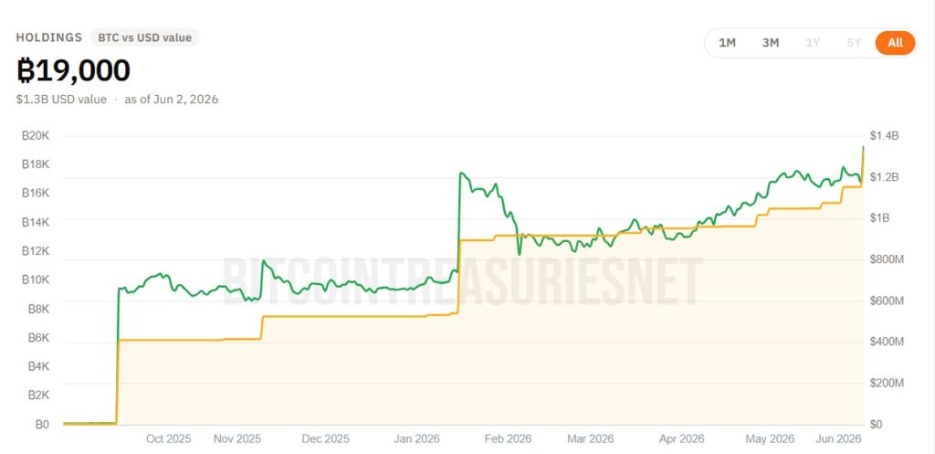 Gráfico que muestra las compras de bitcoin hechas por Strive.