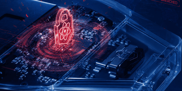 Ilustración de una hardware wallet de criptomonedas con un chip electrónico expuesto