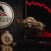 Logo de American Bitcoin y gráficos en rojo.