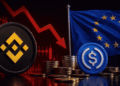 Binance, USDC, bandera de la Unión Europea.