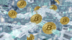 Monedas de Bitcoin circulando por la red.