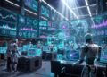 Un centro financiero y de computación con robos de IA.