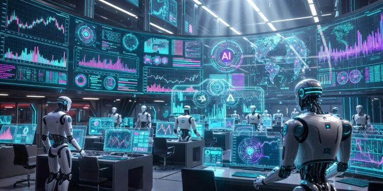 Un centro financiero y de computación con robos de IA.