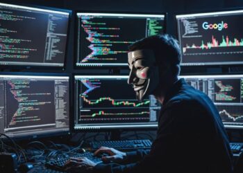 Un hacker operando con computadoras.