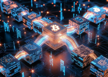 La cadena de bloques Bitcoin procesando transacciones.