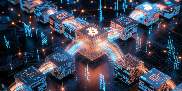 La cadena de bloques Bitcoin procesando transacciones.