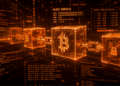 La cadena de bloques de Bitcoin procesando datos y transacciones.