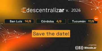 Banner del evento Descentralizar 2026 en Argentina, con fechas en San Luis, Córdoba y Tucumán y mensaje principal “Save the date”