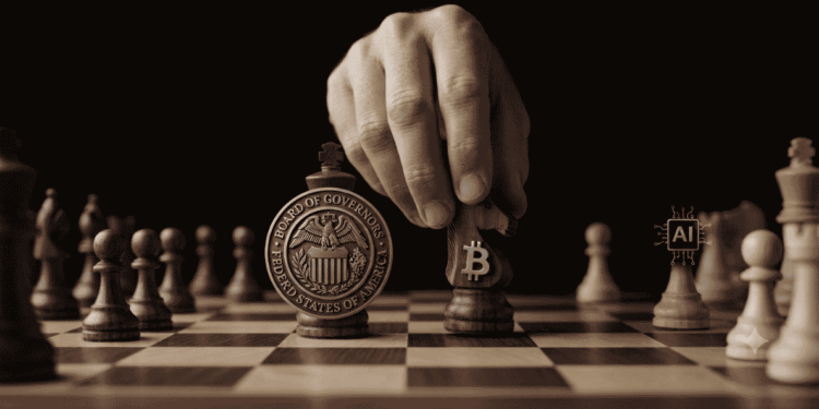 La FED moviendo piezas de ajedrez como metáfora.