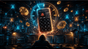 Un hacker atacando wallets de Bitcoin.