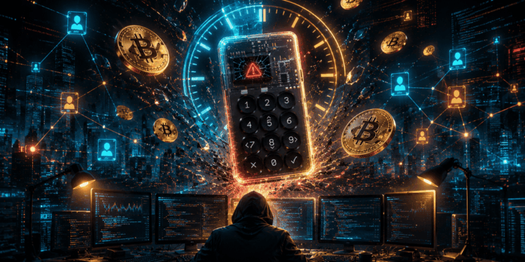 Un hacker atacando wallets de Bitcoin.