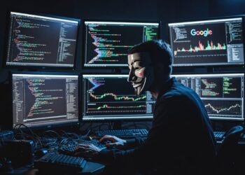 Un hacker operando con computadoras.
