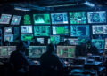 Hackers operando en un centro de computación clandestino.