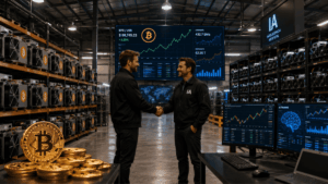 Un galpón con equipos ASIC para minar Bitcoin y con racks de GPU para el cómputo de la IA.