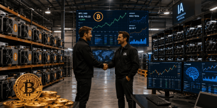 Un galpón con equipos ASIC para minar Bitcoin y con racks de GPU para el cómputo de la IA.