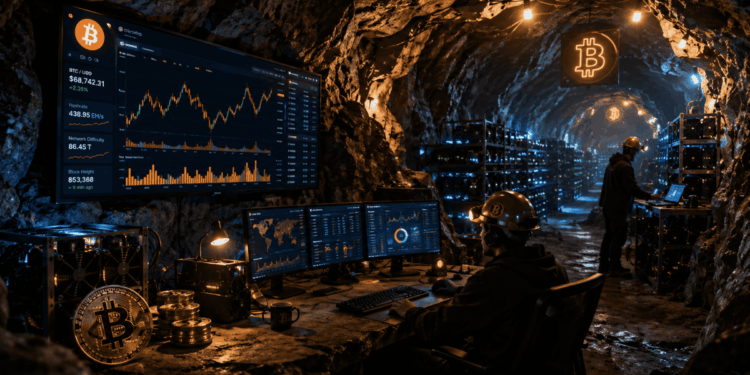 Mineros de Bitcoin operando dentro de una cueva.