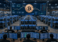 Mineros de Bitcoin operando en un centro de cómputo de minería.