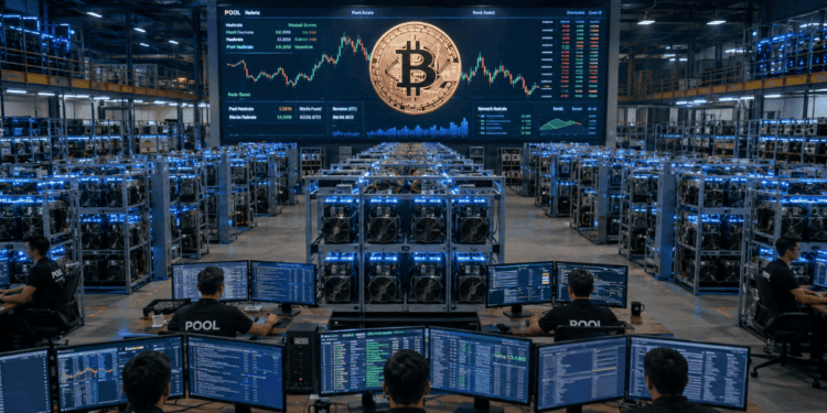 Mineros de Bitcoin operando en un centro de cómputo de minería.