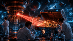 Científicos trabajando en Bitcoin y computación cuántica.