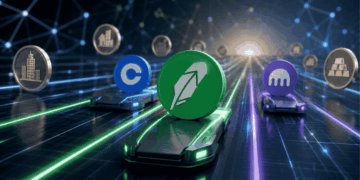 El logo de Robinhood sobre un vehículo compitiendo con otros actores por los RWA.