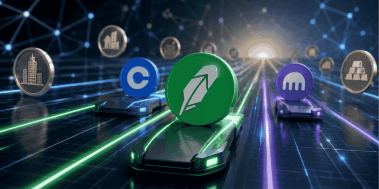 El logo de Robinhood sobre un vehículo compitiendo con otros actores por los RWA.