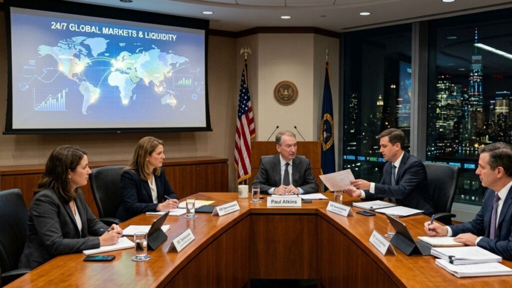 Reunión de la SEC presidida por Paul Atkins.