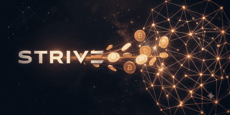 Logo de Strive dandole dinero (BTC) a la red.