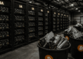 Un centro de datos con racks de GPU para la minería y ASIC de Bitcoin.